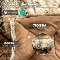 Gymax Soft Plush Throw Blanket 760GSM Fuzzy Faux Fur Decoration Blanket in Brown - thumbnail 9