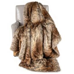 Gymax Soft Plush Throw Blanket 760GSM Fuzzy Faux Fur Decoration Blanket in Brown - thumbnail 1