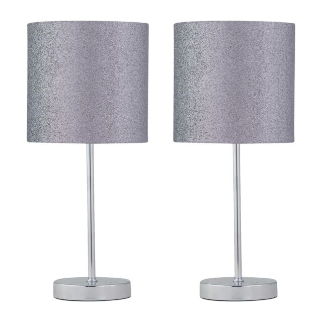 First Choice Lighting Set of 2 Chrome Touch Operated Table Lamp with Silver Glitter Shades - image 1