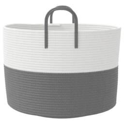 Berkfield Home Storage Basket Grey & White √ò51x33 cm Cotton - Size: 51x33 cm - thumbnail 5