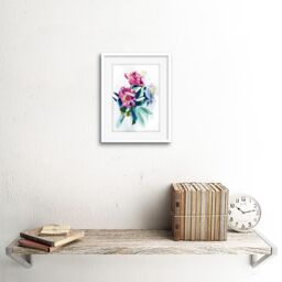 "Artery8 Wall Art Print Flower Watercolour Peony Art Framed 9x7 inch in White - Size: W7"" x H9""" - thumbnail 2