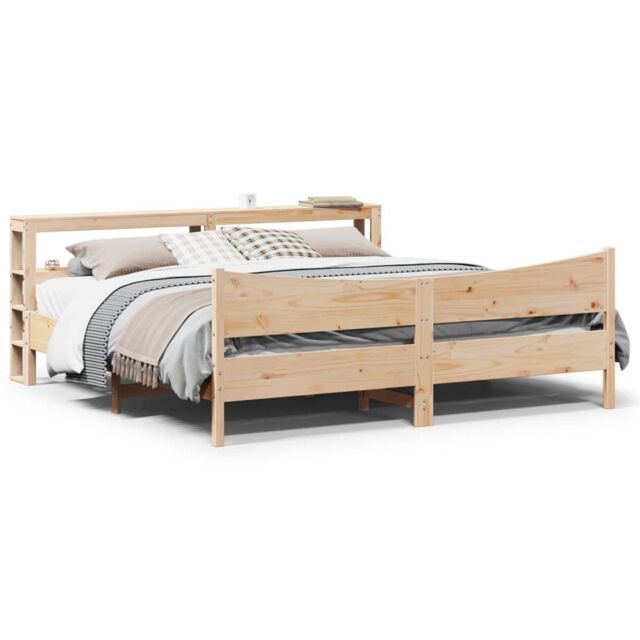 Berkfield Home Bed Frame with Headboard 180x200 cm Super King Solid Wood Pine in Brown - image 1