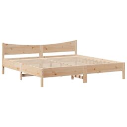 Berkfield Home Bed Frame with Headboard 180x200 cm Super King Solid Wood Pine in Brown - thumbnail 5