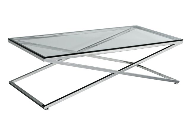 Orsina Sturdy Design Glass Top Criss Cross Coffee Table, Versatile Table For Livingroom, Functional Decorative Table in Silver - image 1