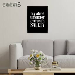 "Artery8 My Alone Time Is For Everyone's Safety Joke Funny Framed Canvas Art in Black - Size: W12"" x H16""" - thumbnail 3