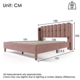 Matteo Pink Velvet Upholstered Double Bed with USB & Type-C Charging - thumbnail 2