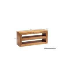 Indian Hub Toko Light Mango Open Media Unit - Solid Mango Wood - L35xW107xH48 cm in Brown - thumbnail 2