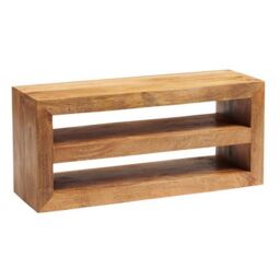 Indian Hub Toko Light Mango Open Media Unit - Solid Mango Wood - L35xW107xH48 cm in Brown - thumbnail 1