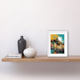 "Artery8 Wall Art Print Nottingham City Modern Multicoloured Cityscape Artwork Framed 9X7 Inch in White - Size: W7"" x H9""" - thumbnail 2
