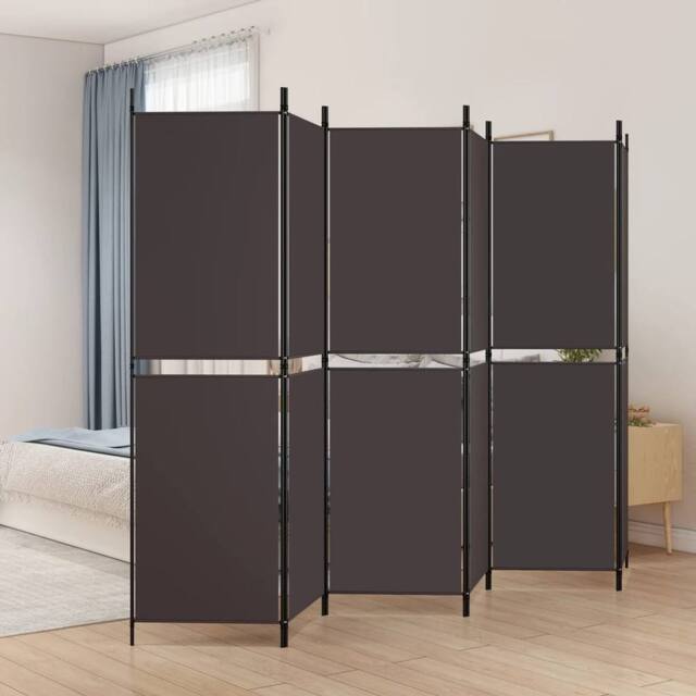 Berkfield Home 6-Panel Room Divider Brown 300x180 cm Fabric - image 1