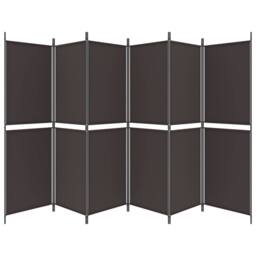 Berkfield Home 6-Panel Room Divider Brown 300x180 cm Fabric - thumbnail 4