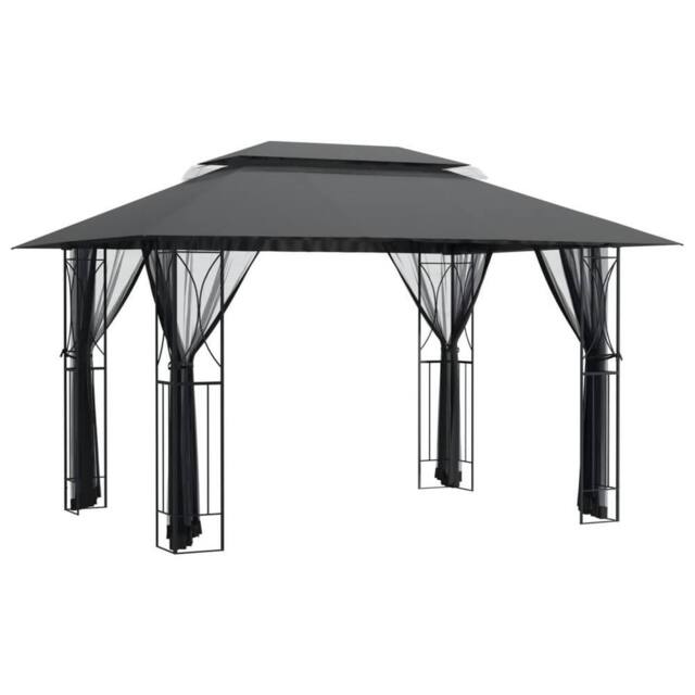 Berkfield Home Gazebo with Sidewalls Anthracite 400x300x270 cm Steel in Black - Size: 400 x 300 x 270 cm - image 1
