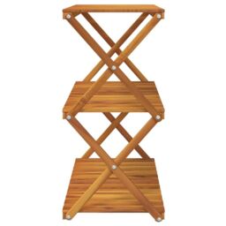 Berkfield Home 3-Tier Folding Shelf Brown 70x31x63 cm Solid Wood Acacia - Size: 70 x 31 x 63 cm - thumbnail 5