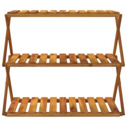 Berkfield Home 3-Tier Folding Shelf Brown 70x31x63 cm Solid Wood Acacia - Size: 70 x 31 x 63 cm - thumbnail 4