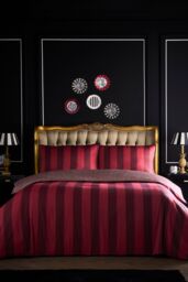 Laurence Llewelyn-Bowen 'Festivo Circus Stripe' Striped Print 100% Cotton Duvet Cover Set in Red - Size: Double - thumbnail 1