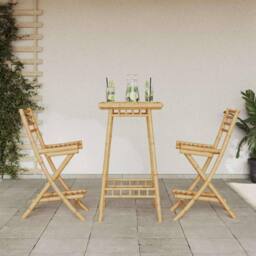 Berkfield Home Outdoor Bar Stools with Footrests 2 pcs Foldable Bamboo in Brown - thumbnail 3