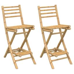 Berkfield Home Outdoor Bar Stools with Footrests 2 pcs Foldable Bamboo in Brown - thumbnail 1