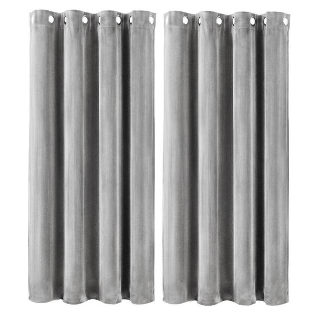 VOGREX Grey Velvet Thermal Blackout Curtains 46x54in Eyelet Top - image 1