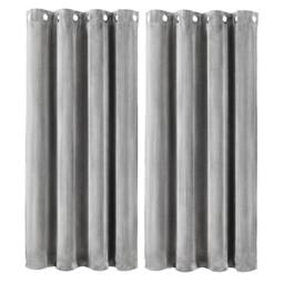 VOGREX Grey Velvet Thermal Blackout Curtains 46x54in Eyelet Top - thumbnail 1