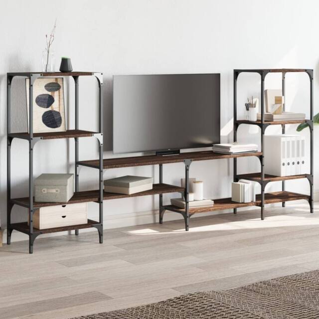 Berkfield Home TV Cabinet Brown Oak 206.5x28.5x95 cm Engineered Wood - image 1