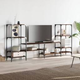 Berkfield Home TV Cabinet Brown Oak 206.5x28.5x95 cm Engineered Wood - thumbnail 4