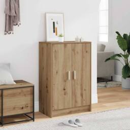 Berkfield Home Shoe Cabinet Artisan Oak 60x35x92 cm Engineered Wood in Brown - Size: 60 x 35 x 92 cm - thumbnail 2