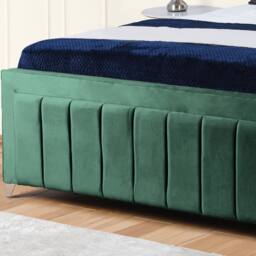 "UK Bed Furniture Sierra Upholstered Bed Frame with 48"" Headboard - Slatted Base in Green - Size: King" - thumbnail 3