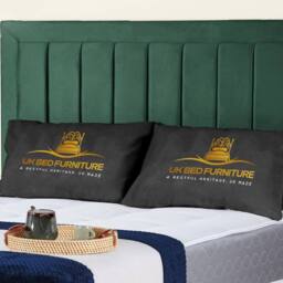 "UK Bed Furniture Sierra Upholstered Bed Frame with 48"" Headboard - Slatted Base in Green - Size: King" - thumbnail 2