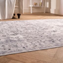 OHS Vintage Print Washable Rug Non Slip Floor Carpet Mat Runners in Grey - Size: 160 cm x 230 cm - thumbnail 3