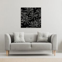 Benjamin Tate Design White Palm Trees on Black (Canvas Print) / 77 x 77 x 4cm in Natural - Size: 77 x 77 x 4 cm - thumbnail 1