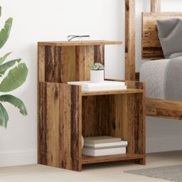 Berkfield Home Bedside Tables - 2 Pack - Old Wood - 40 x 35 x 60 cm - Engineered Wood in Brown - thumbnail 4