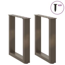 Berkfield Home Coffee Table Legs U-Shaped 2 pcs Natural Steel 38x(42-43) cm Steel in Brown - thumbnail 3