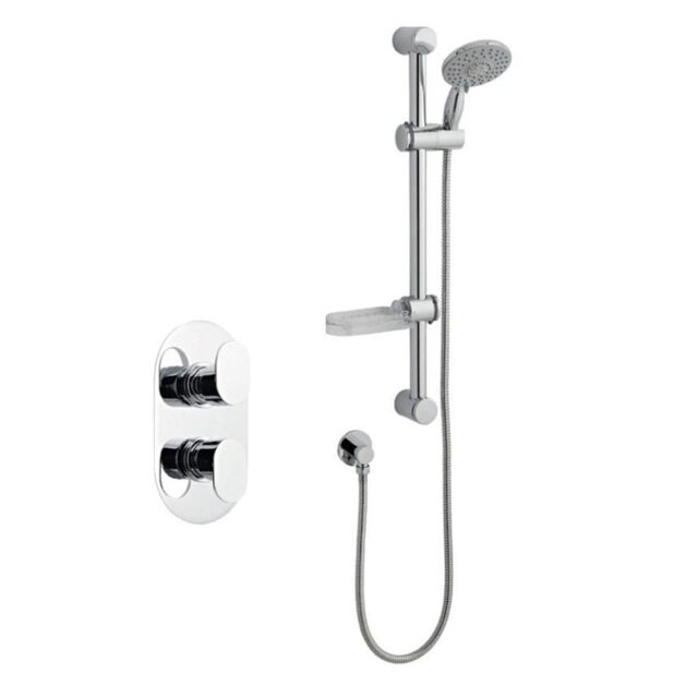 Clifton Chrome Concealed Mixer Shower with Wall Hung Slide Rail Kit in Silver