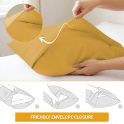 Pamposh 300 Thread Count Cotton Sateen Pillow Cases Pair in Mustard - Size: Standard Pillow Case - thumbnail 5