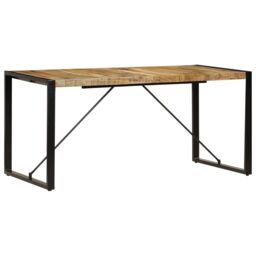Berkfield Home Dining Table 160x80x75 cm Solid Mango Wood in Brown - Size: 160 x 80 x 75 cm - thumbnail 2