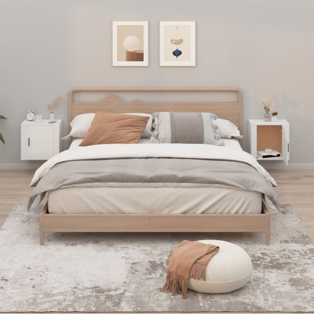 Berkfield Home Wall-mounted Bedside Cabinets 2 pcs White 50x30x47 cm - Size: 50 x 30 x 47 cm - image 1