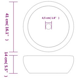Berkfield Home Countertop Basin White & Blue Round Œ¶41x14 cm Ceramic - Size: 41x14 cm - thumbnail 6