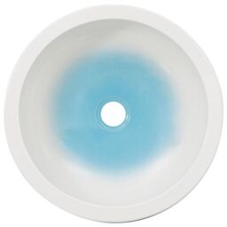 Berkfield Home Countertop Basin White & Blue Round Œ¶41x14 cm Ceramic - Size: 41x14 cm - thumbnail 4