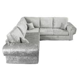 Furniture 786 Tango Full Back 2C2 Corner Sofa Crushed Velvet in Silver - thumbnail 2