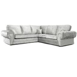Furniture 786 Tango Full Back 2C2 Corner Sofa Crushed Velvet in Silver - thumbnail 1