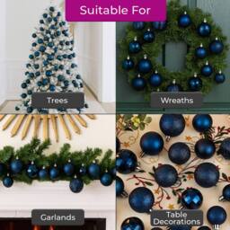 Neo Set of 36 Christmas Tree Ornaments Baubles Set in Dark Navy - thumbnail 3