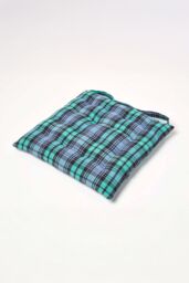 Homescapes 4 Pack Seat Pads Cotton Green Tartan Indoor Outdoor Garden Cushion, 40cm - Size: 40 cm x 40 cm - thumbnail 2