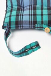 Homescapes 4 Pack Seat Pads Cotton Green Tartan Indoor Outdoor Garden Cushion, 40cm - Size: 40 cm x 40 cm - thumbnail 5