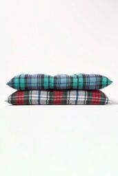 Homescapes 4 Pack Seat Pads Cotton Green Tartan Indoor Outdoor Garden Cushion, 40cm - Size: 40 cm x 40 cm - thumbnail 9