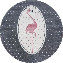 Bravich LTD Polka Dot Grey Flamingo Circle Rug - Kids in Pink - Size: 160 cm diameter - thumbnail 1