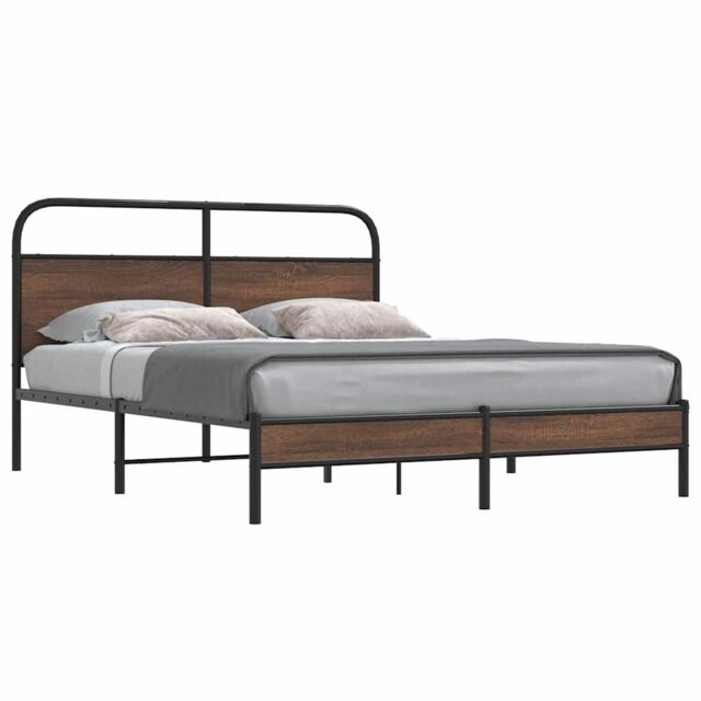 Berkfield Home Bed Frame without Mattress 150x200 cm King Size Brown Oak Engineered Wood - image 1