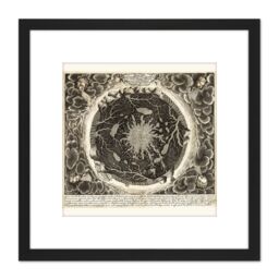 Artery8 Map Hydrology Kircher 1668 Earth Water 8X8 Inch Square Wooden Framed Wall Art Print Picture with Mount in Black - thumbnail 1