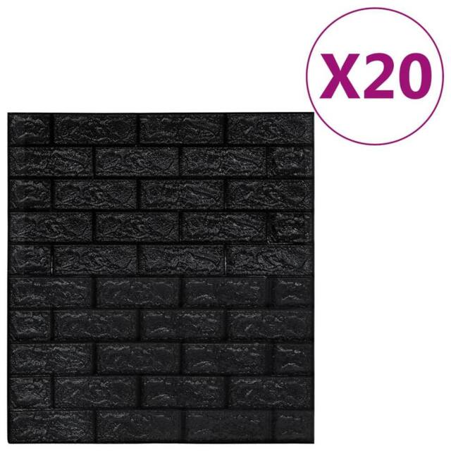 Berkfield Home 3D Wallpaper Bricks Self-adhesive 20 pcs Black - image 1