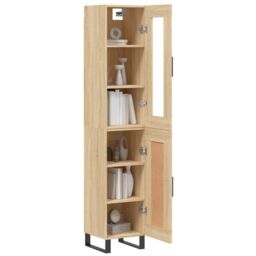 Berkfield Home Highboard Sonoma Oak 34.5x34x180 cm Engineered Wood in Brown - thumbnail 3