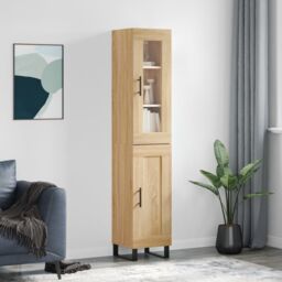 Berkfield Home Highboard Sonoma Oak 34.5x34x180 cm Engineered Wood in Brown - thumbnail 1